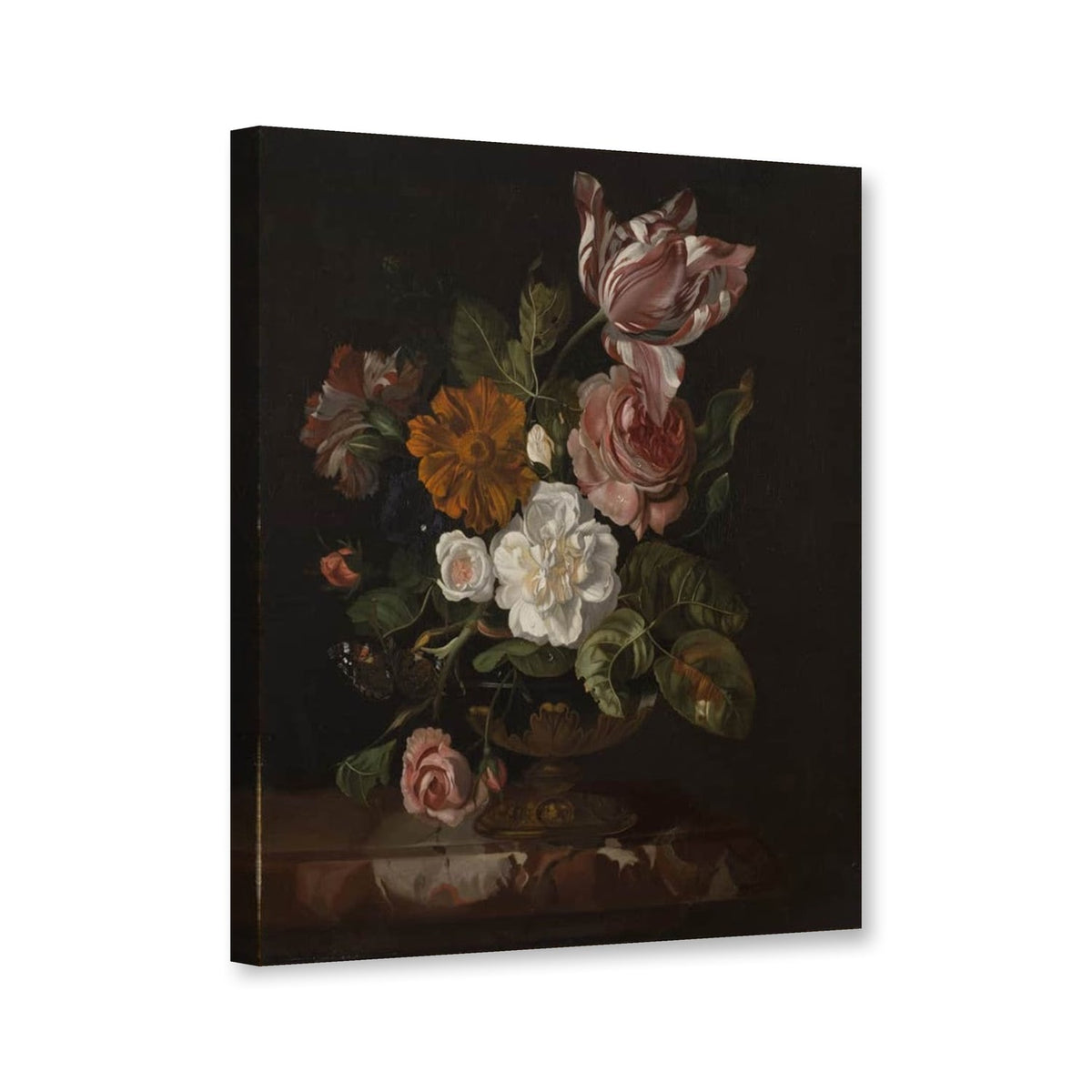 Blumen in einer Vase von Rachel Ruysch als Leinwand – Perspektivansicht