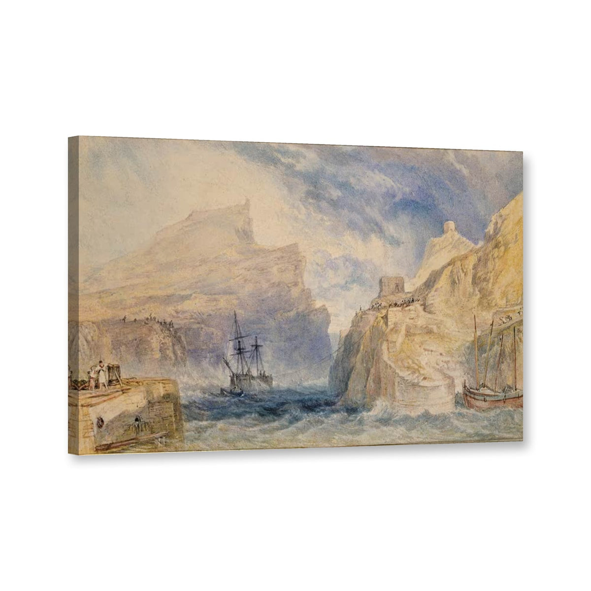 Boscastle, Cornwall von William Turner als Leinwand – Perspektivansicht