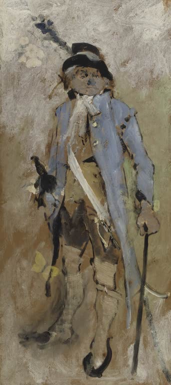 Figur in blauem Rock mit Hut und Stock – Carl Larsson Mein verstorbener Mann, mein seliger Mann Kunstkopie