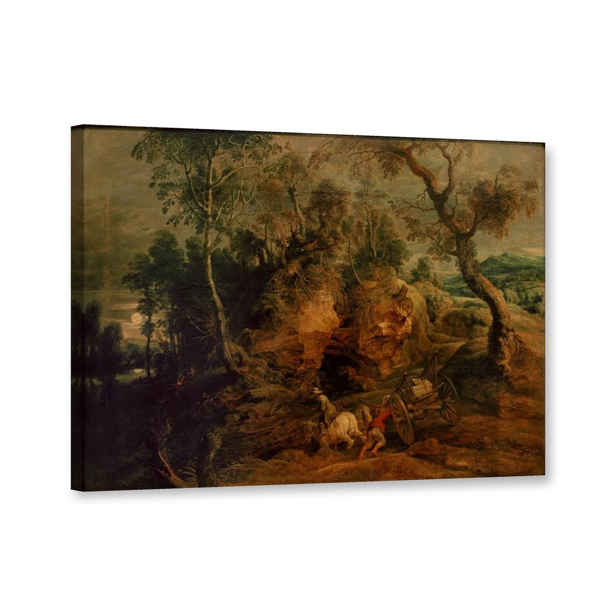 Das festgefahrene Fuhrwerk von Peter Paul Rubens als Leinwand – Perspektivansicht