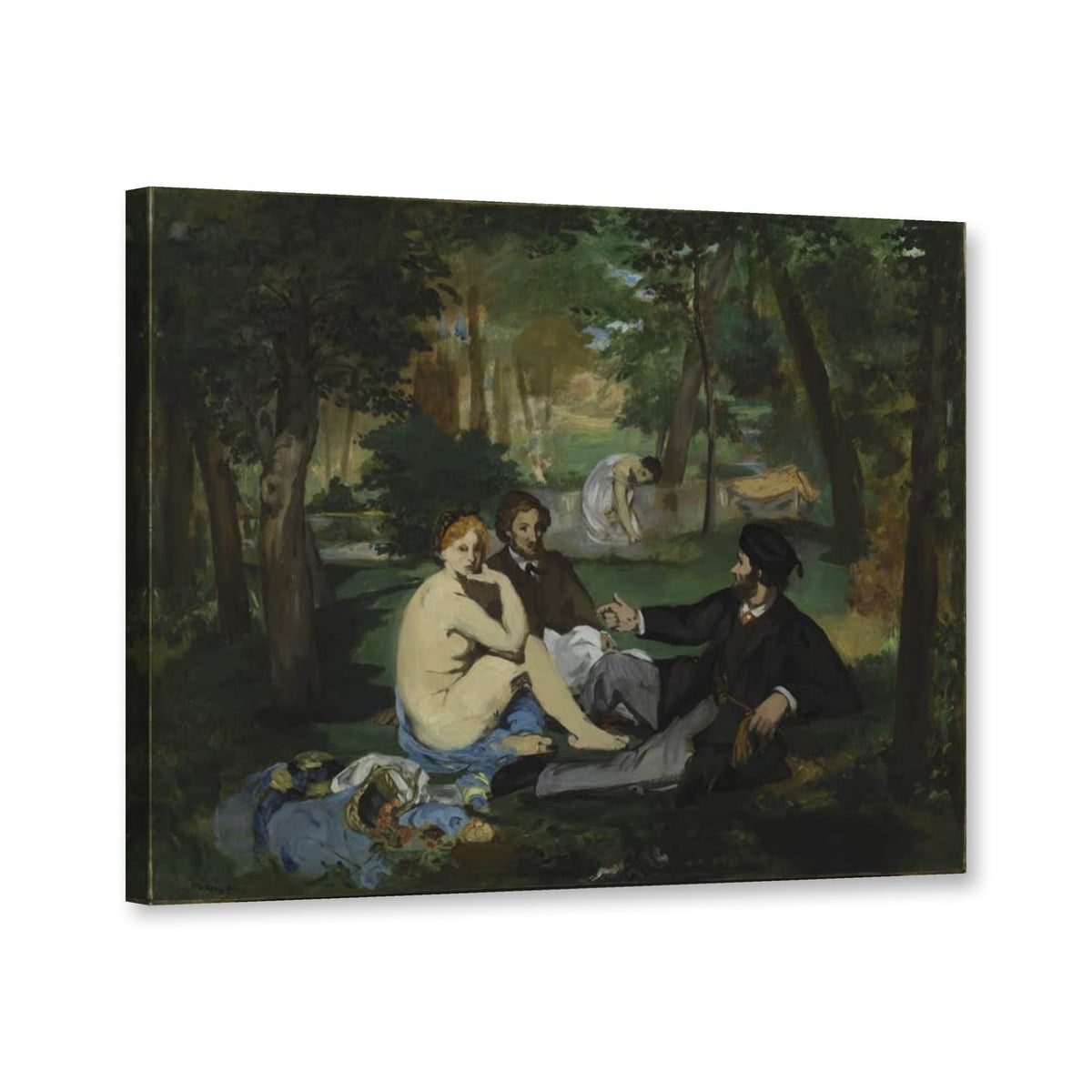 Das Frühstück im Freien, Ölskizze London 1862 von Édouard Manet als Leinwand – Perspektivansicht