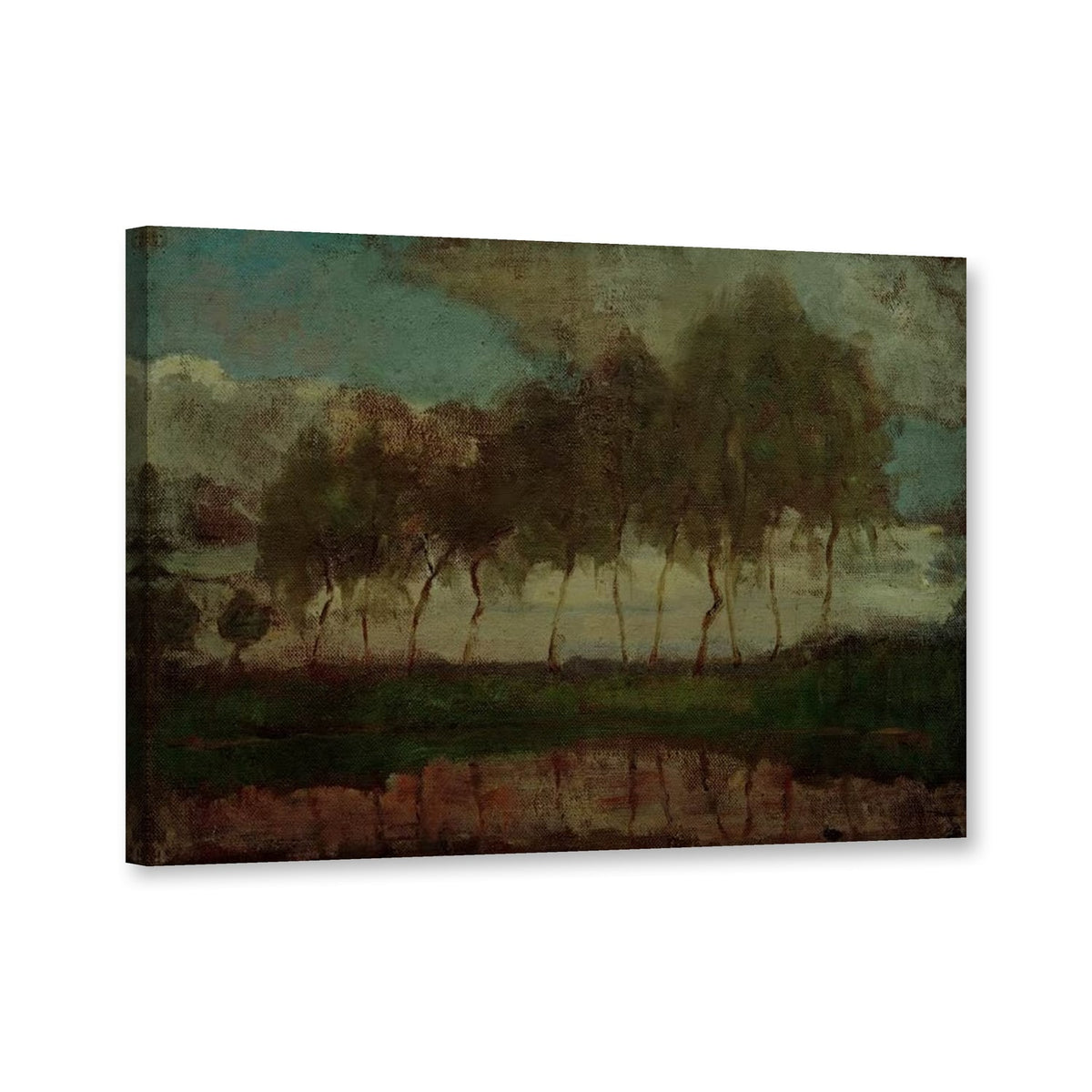 Das Gein: Bäume am Wasser, 1906 von Piet Mondrian als Leinwand – Perspektivansicht