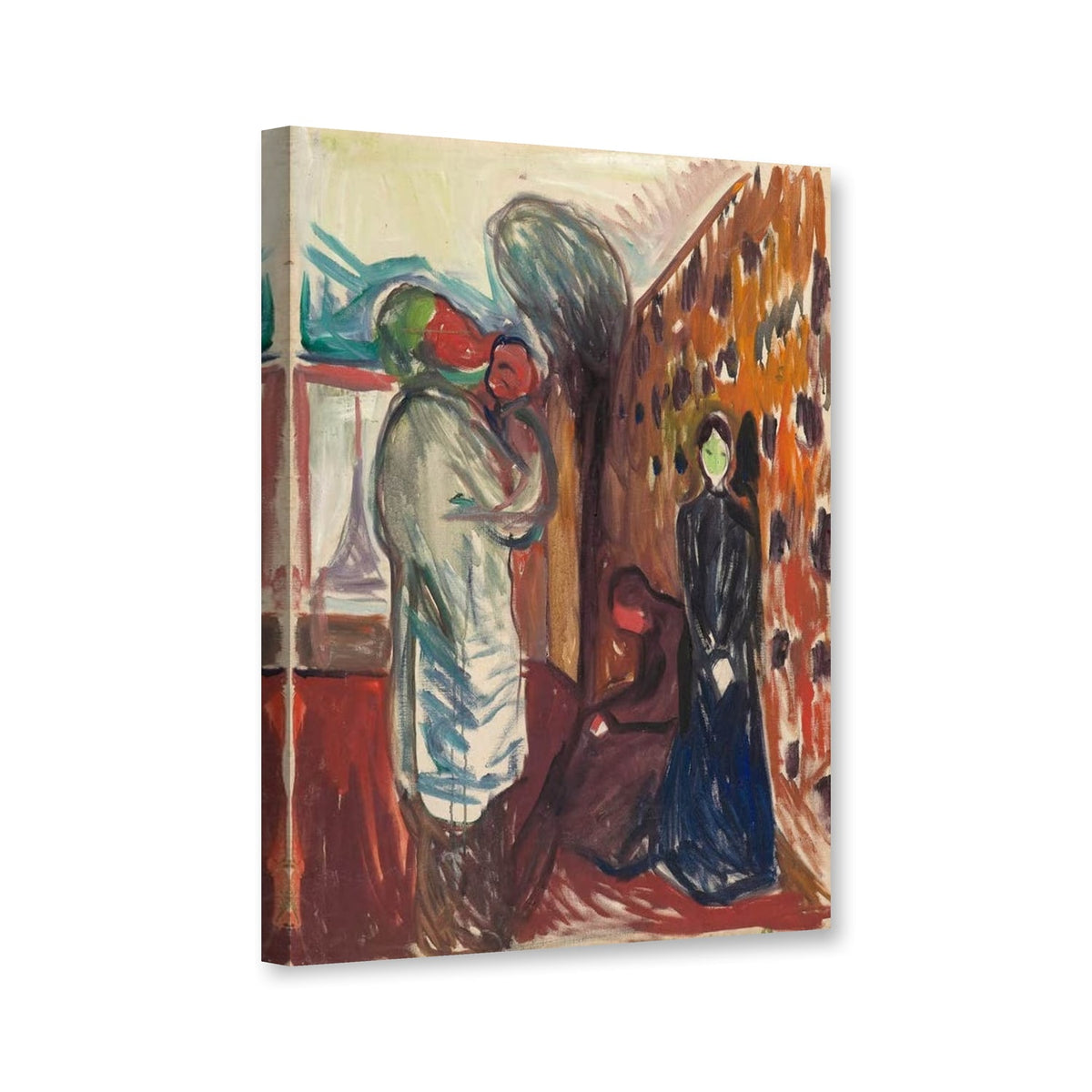 Das Sterbezimmer, 1915 von Edvard Munch als Leinwand – Perspektivansicht