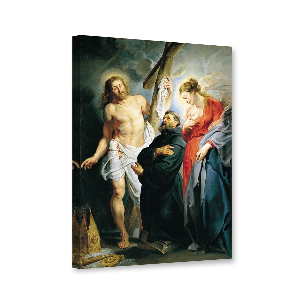 Der heilige Augustinus zwischen Christus und der Jungfrau von Peter Paul Rubens als Leinwand – Perspektivansicht