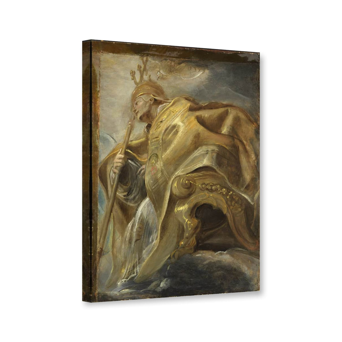 Der heilige Gregor der Große, Ölskizze von Peter Paul Rubens als Leinwand – Perspektivansicht