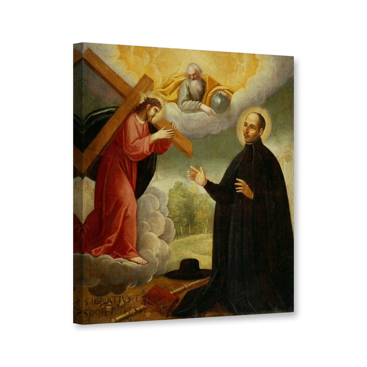 Der heilige Ignatius von Loyola erblickt den kreuztragenden Christus von Giovanna Garzoni als Leinwand – Perspektivansicht