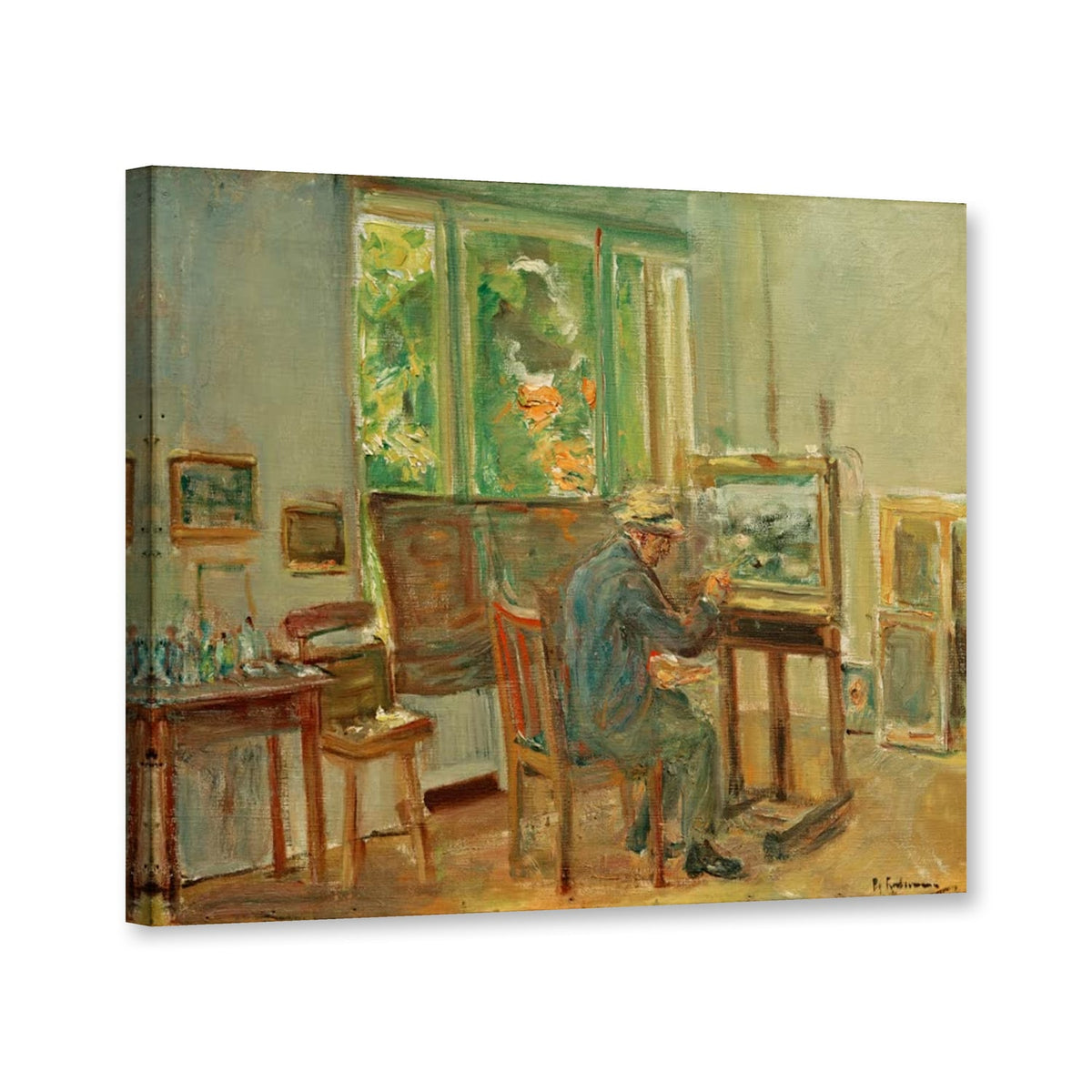 Der Künstler in seinem Atelier in Wannsee von Max Liebermann als Leinwand – Perspektivansicht
