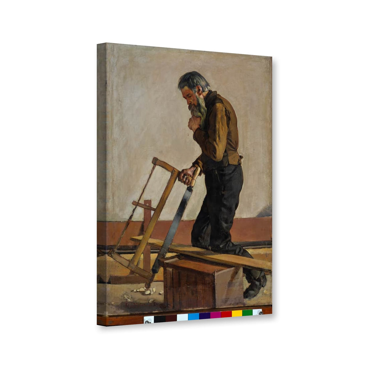 Der philosphierende Arbeiter von Ferdinand Hodler als Leinwand – Perspektivansicht