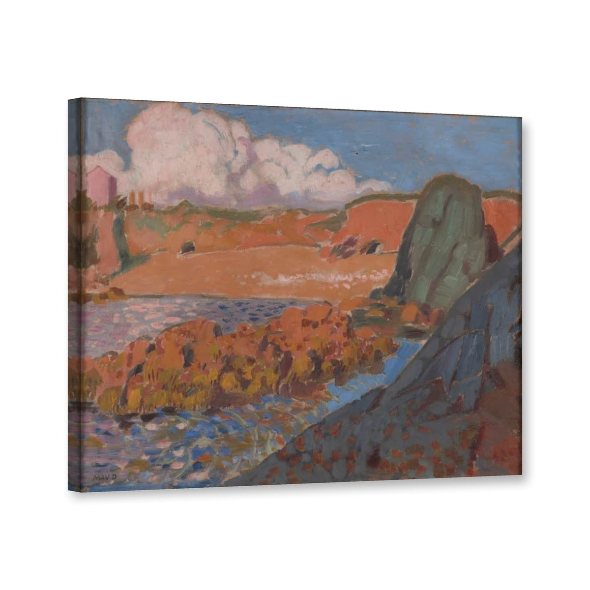 Der rote Strand von Maurice Denis als Leinwand – Perspektivansicht