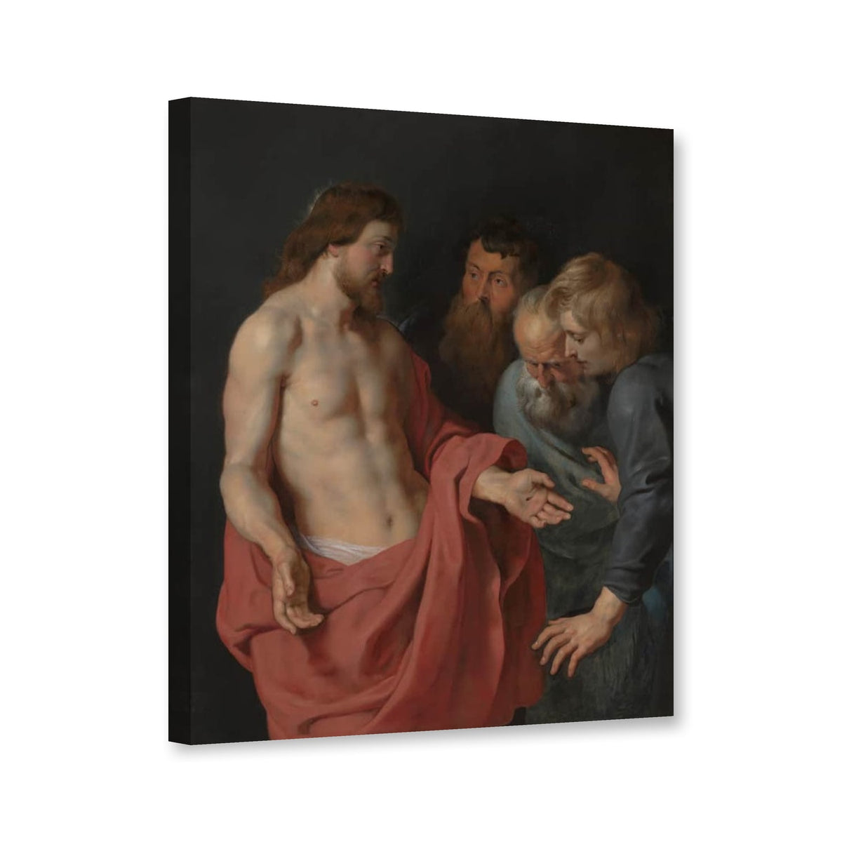 Der ungläubige Thomas von Peter Paul Rubens als Leinwand – Perspektivansicht