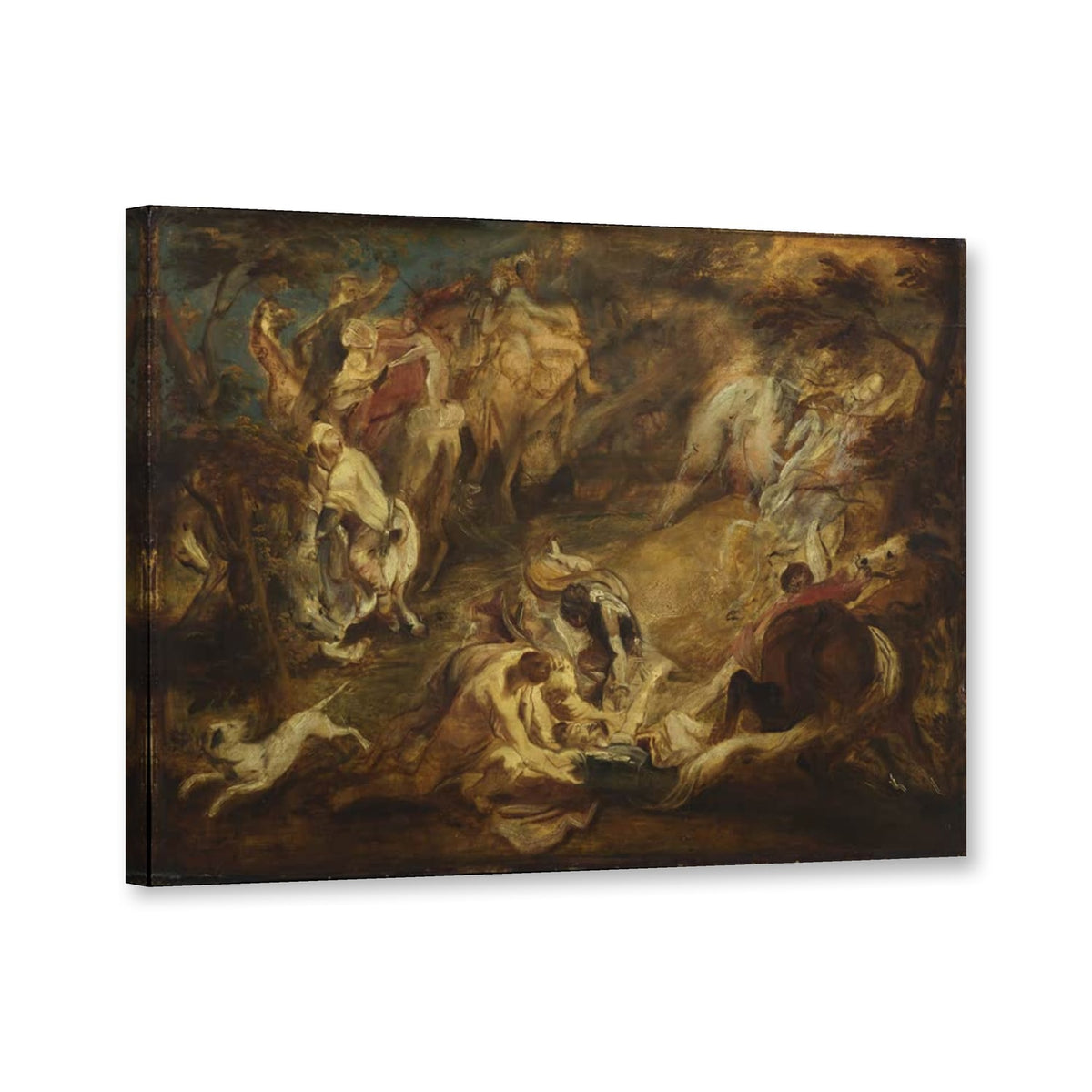 Die Bekehrung des Apostels Paulus, London, kleine Fassung von Peter Paul Rubens als Leinwand – Perspektivansicht