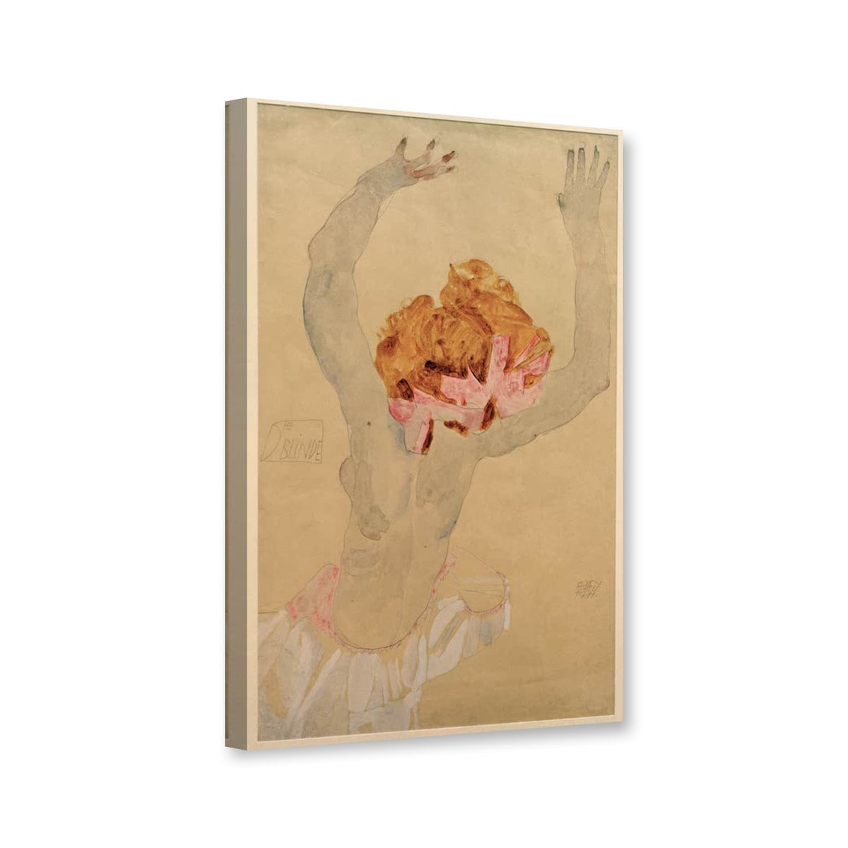 Die Blinde von Egon Schiele als Leinwand – Perspektivansicht