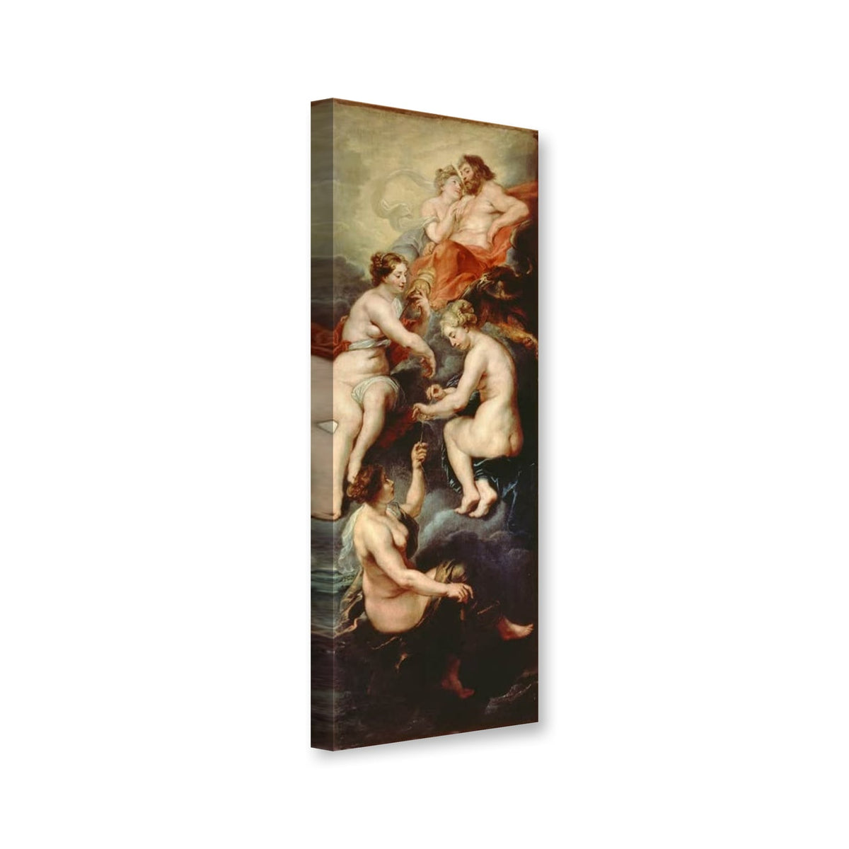 Die drei Parzen spinnen den Schicksalsfaden der Maria von Medici von Peter Paul Rubens als Leinwand – Perspektivansicht