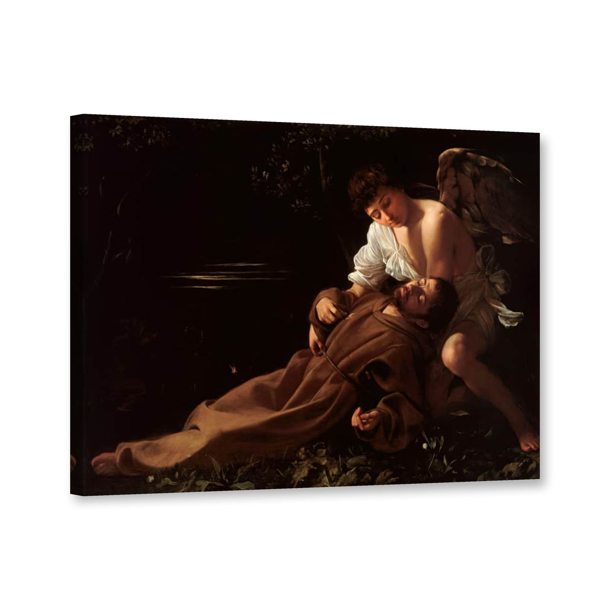 Die Ekstase des heiligen Franziskus von Michelangelo Caravaggio als Leinwand – Perspektivansicht