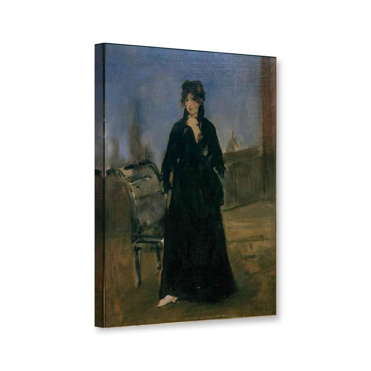 Die Frau mit dem rosa Schuh von Édouard Manet als Leinwand – Perspektivansicht