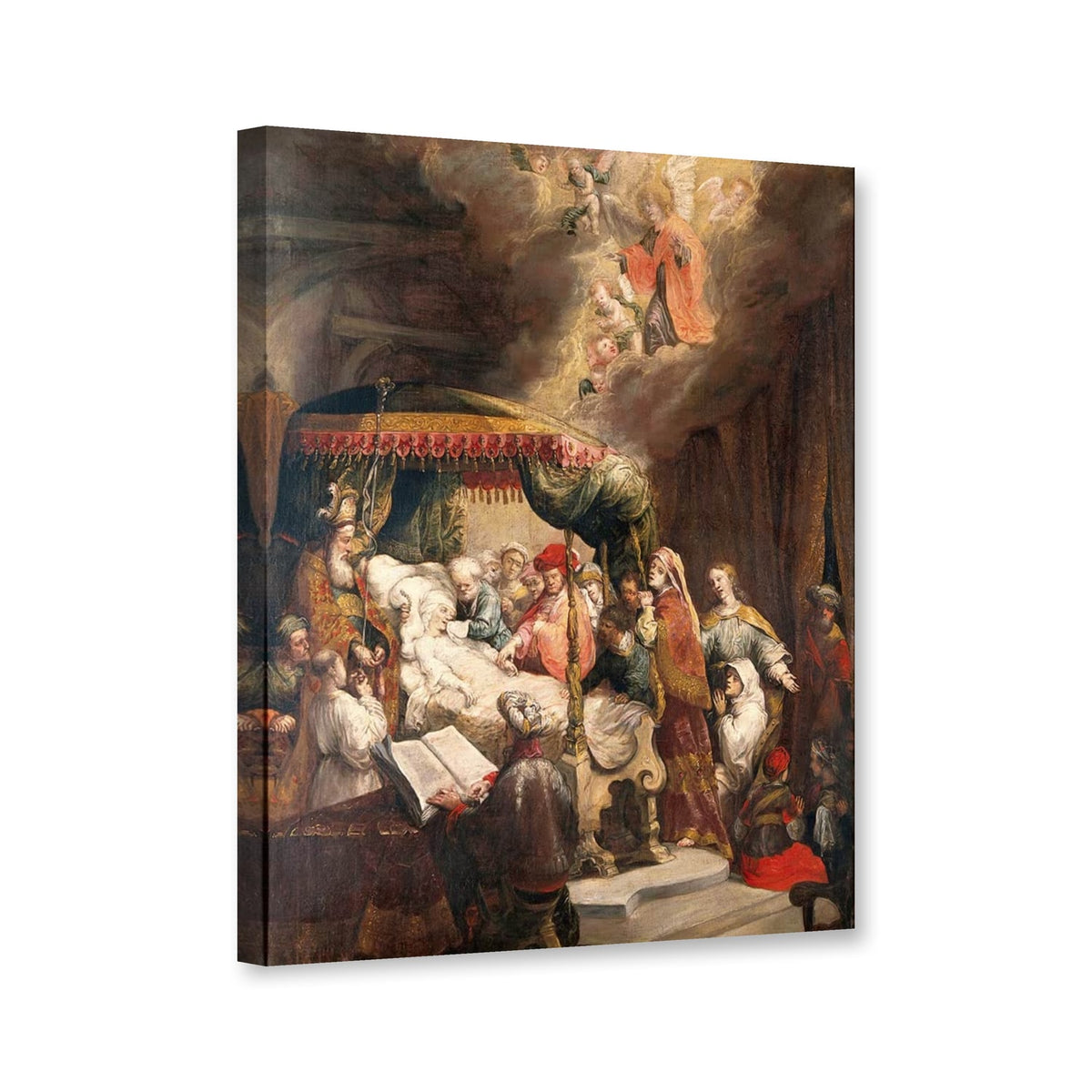 Die Grablegung Mariens von Rembrandt van Rijn als Leinwand – Perspektivansicht