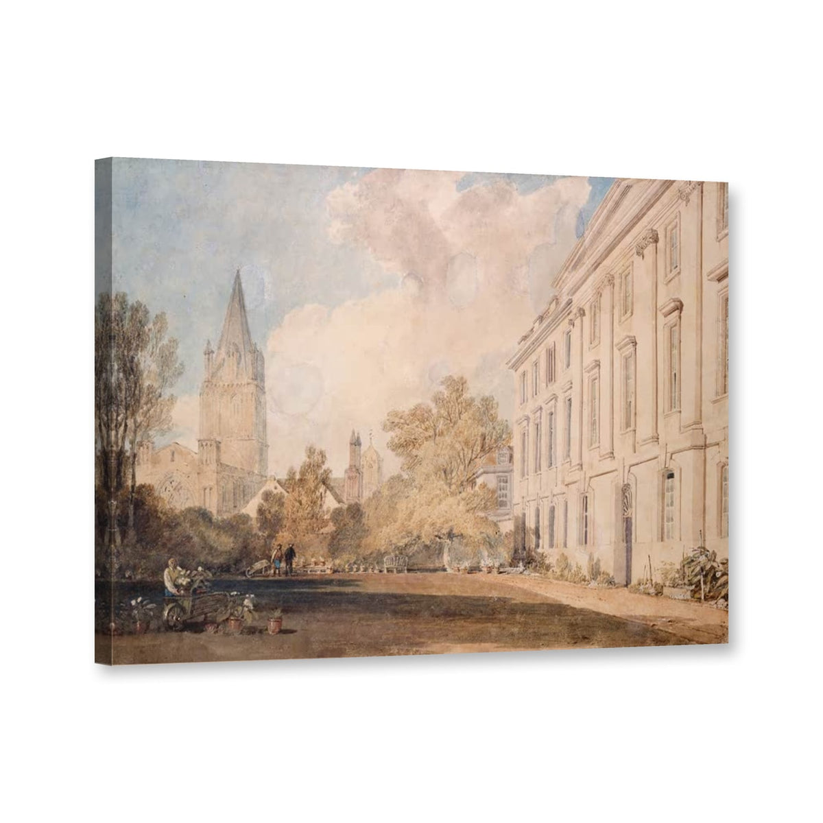 Die Kathedrale von Christ Church und ein Teil des Corpus Christi College von William Turner als Leinwand – Perspektivansicht