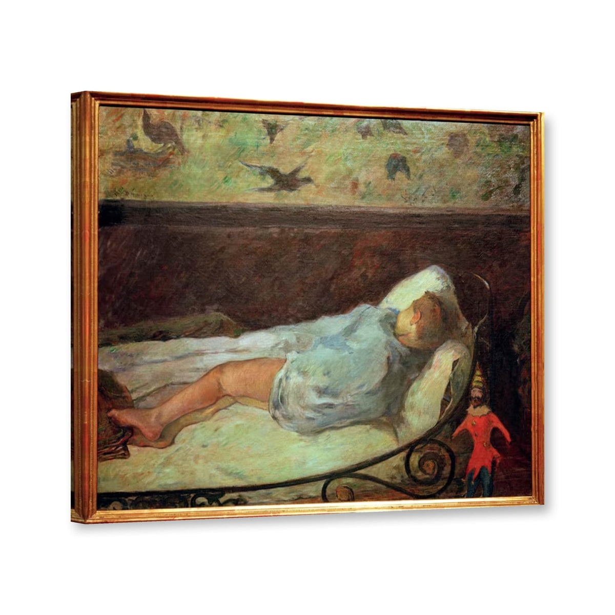 Die kleine Träumerin von Paul Gauguin als Leinwand – Perspektivansicht