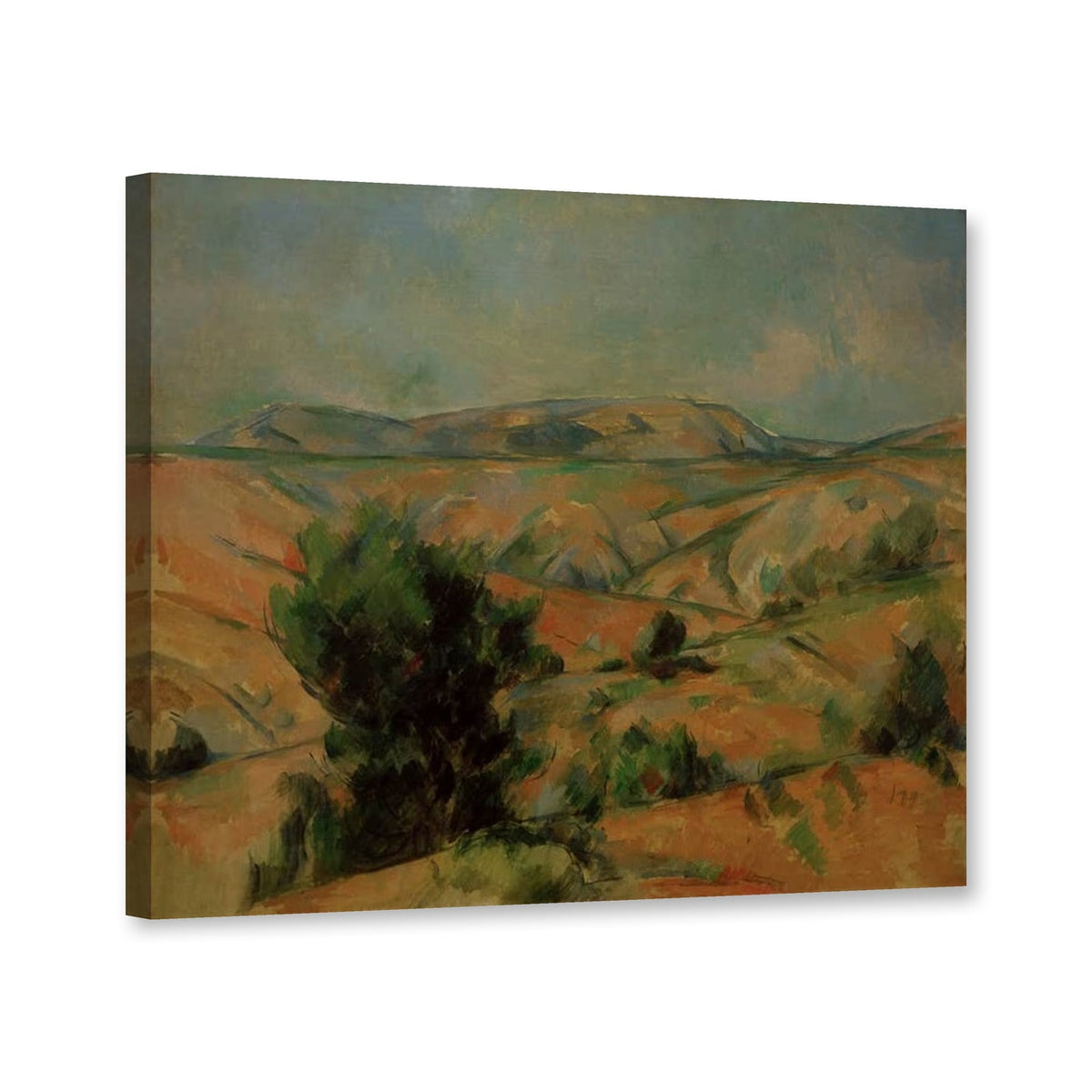 Die Montagne Sainte-Victoire von Gardanne aus gesehen von Paul Cézanne als Leinwand – Perspektivansicht