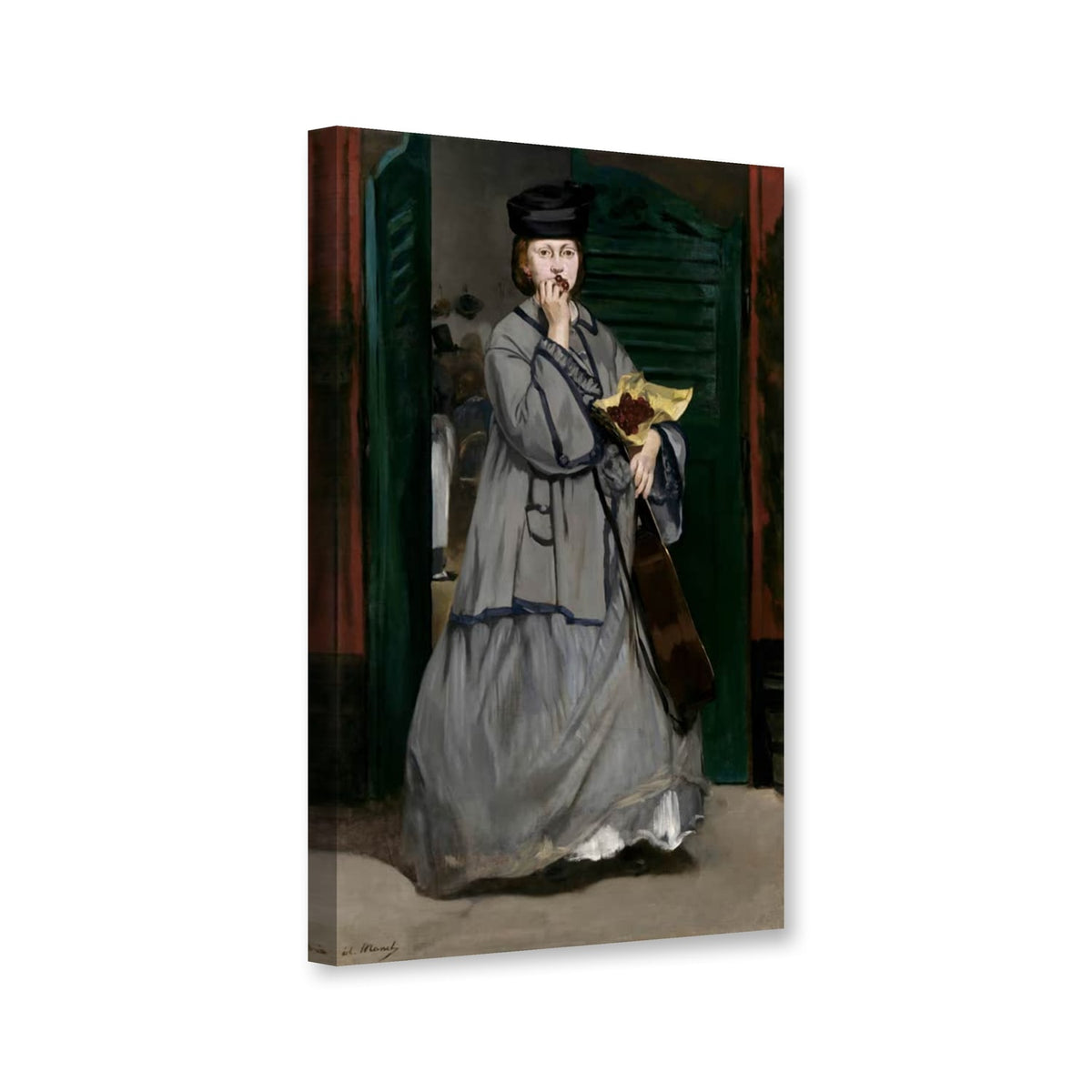 Die Straßensängerin von Édouard Manet als Leinwand – Perspektivansicht