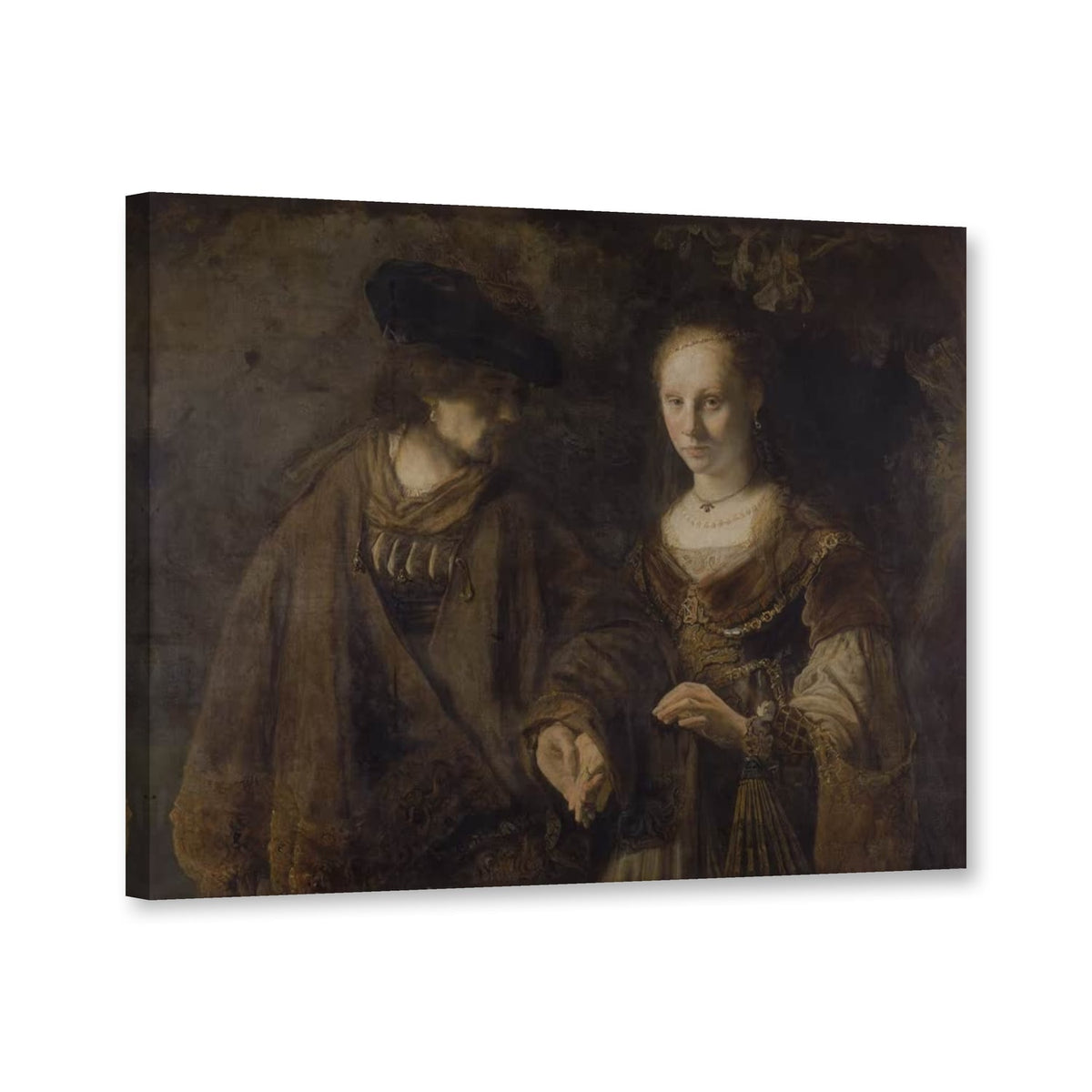 Die Verlobung von Rembrandt van Rijn als Leinwand – Perspektivansicht