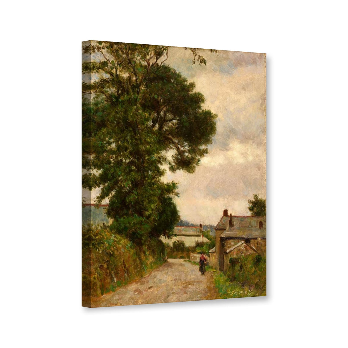 Dorfstraße von Paul Gauguin als Leinwand – Perspektivansicht