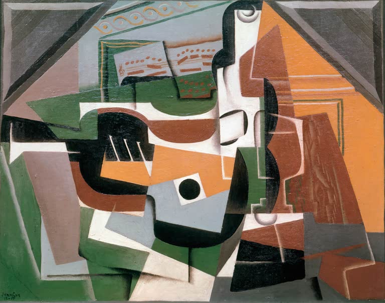 Guitare, bouteille et verre