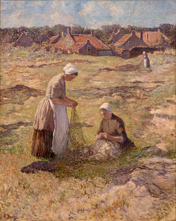 Women Mending Fishing Nets in the Dunes