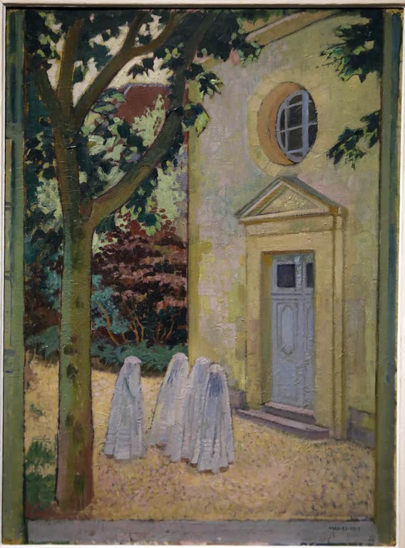 Les communiantes devant la chapelle du prieure