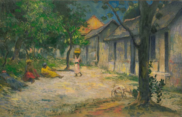Village à Martinique (Femmes et Chevre dans le village)