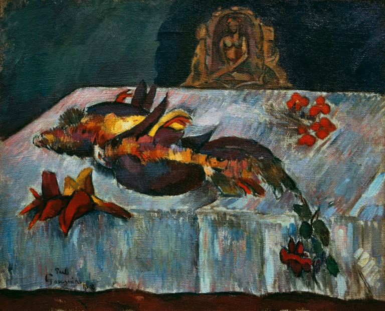 Nature morte aux oiseaux exotiques