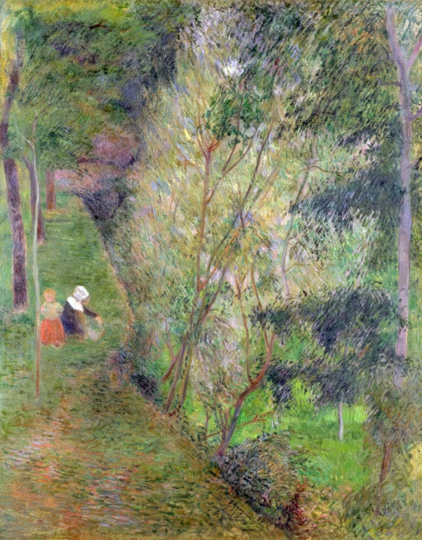 Mère et enfant sous un arbre à Pont-Aven