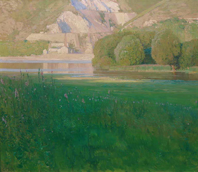 Abenddämmerung. Steinbruch an der Donau