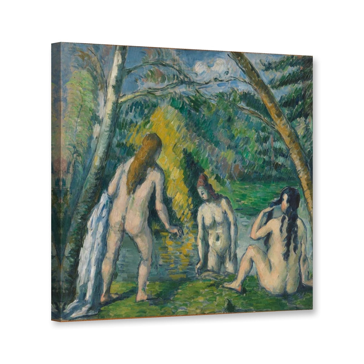 Drei Badende, Petit Palais von Paul Cézanne als Leinwand – Perspektivansicht