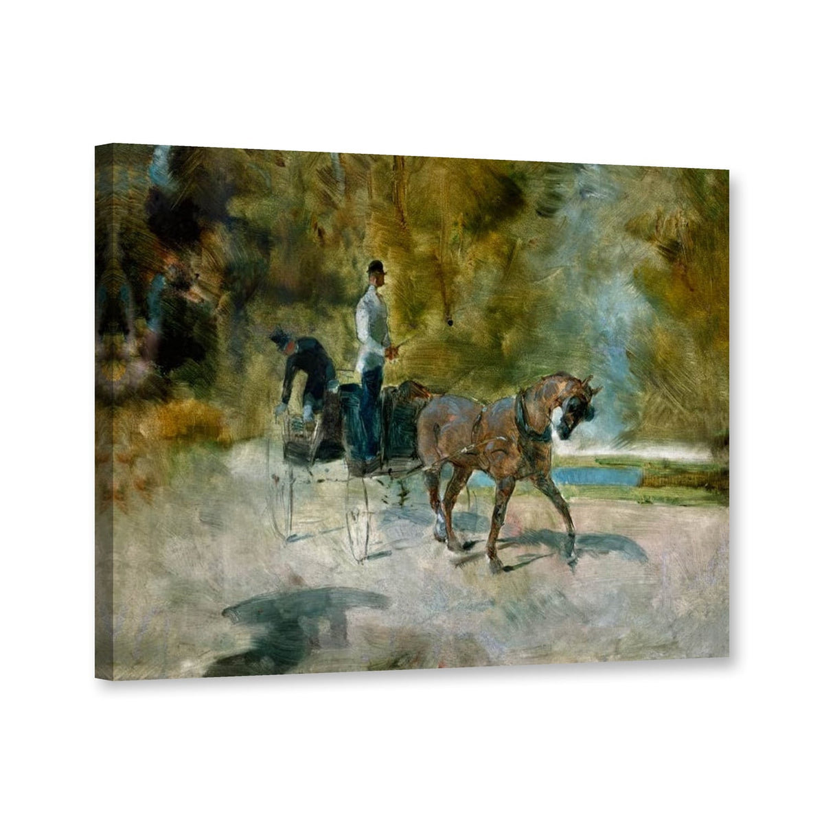 Ein Dogcart, 1880 von Henri de Toulouse-Lautrec als Leinwand – Perspektivansicht