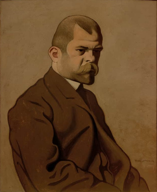 Félix Vallotton Bildnis des Kunsthändlers Ambroise Vollard Kunstkopie, Halbfigur mit Schnurrbart im braunen Mantel