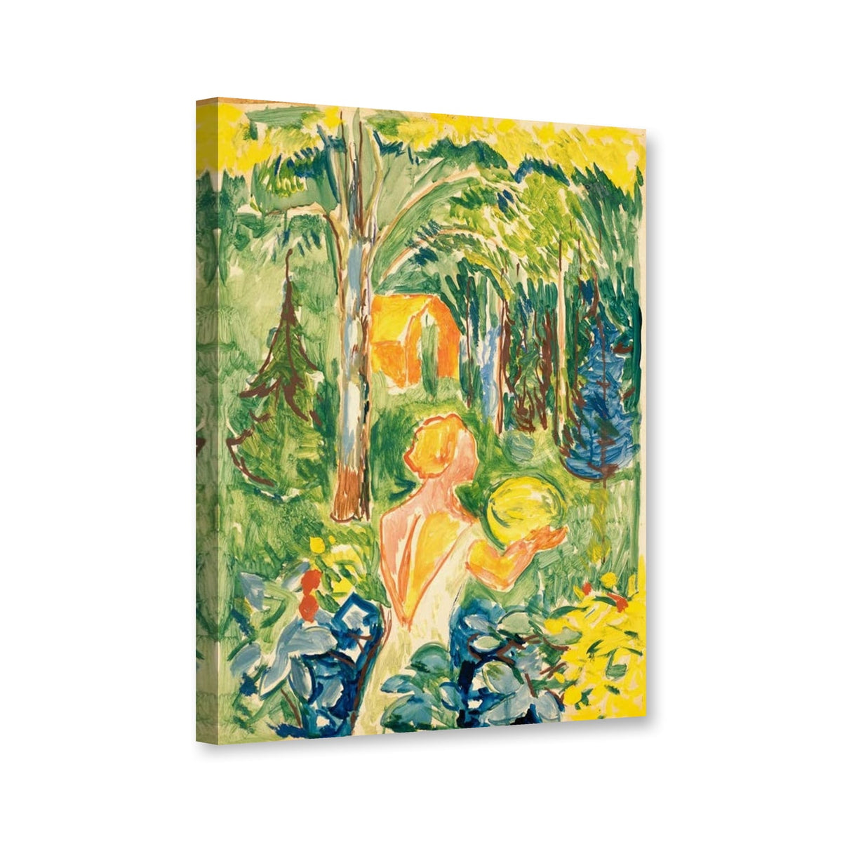 Frau mit Kürbis, 1942 von Edvard Munch als Leinwand – Perspektivansicht