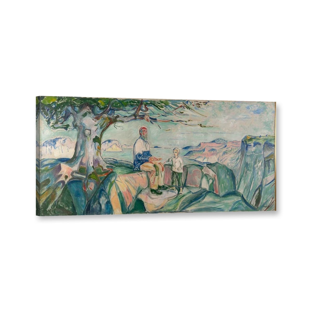 Geschichte, 1914 von Edvard Munch als Leinwand – Perspektivansicht