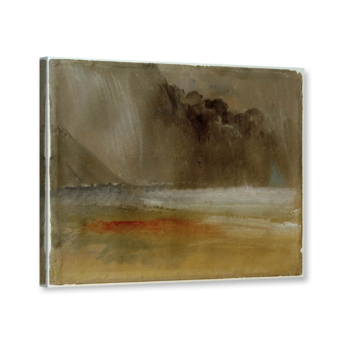 Getürmte Gewitterwolke über Meer und Strand von William Turner als Leinwand – Perspektivansicht
