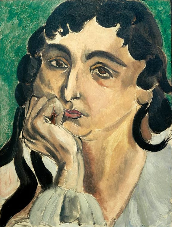 Henri Matisse Laurette Kunstkopie, Porträt einer jungen Frau mit dunklem Haar, die den Kopf auf die Hand stützt