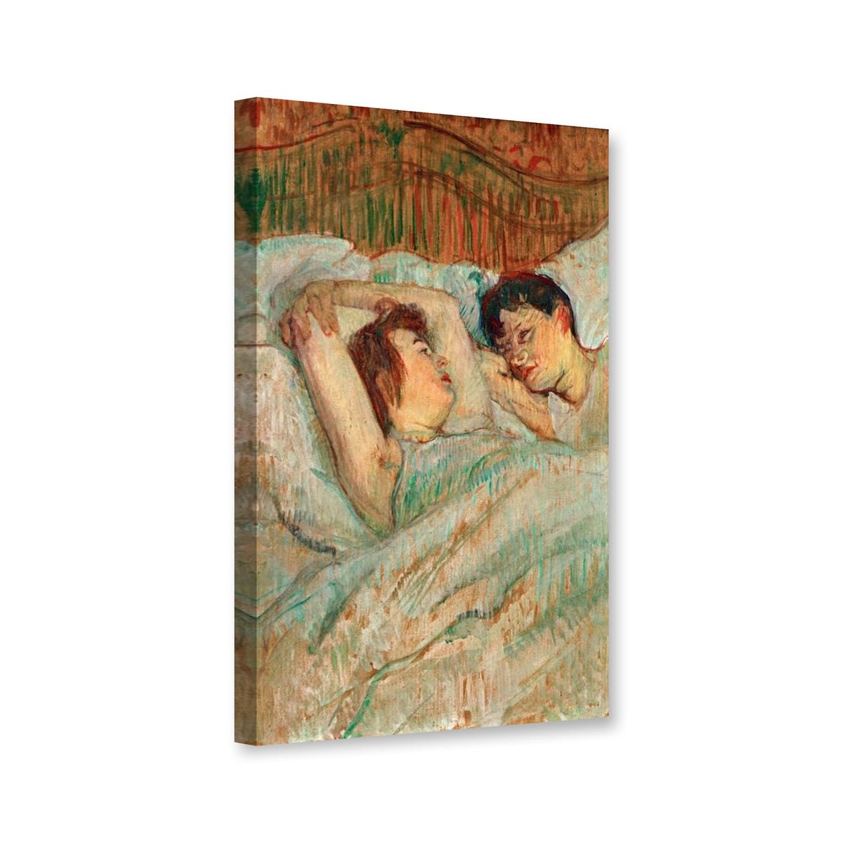 Im Bett, 1892 von Henri de Toulouse-Lautrec als Leinwand – Perspektivansicht