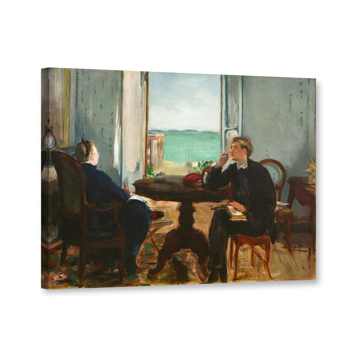 Interieur in Arcachon von Édouard Manet als Leinwand – Perspektivansicht
