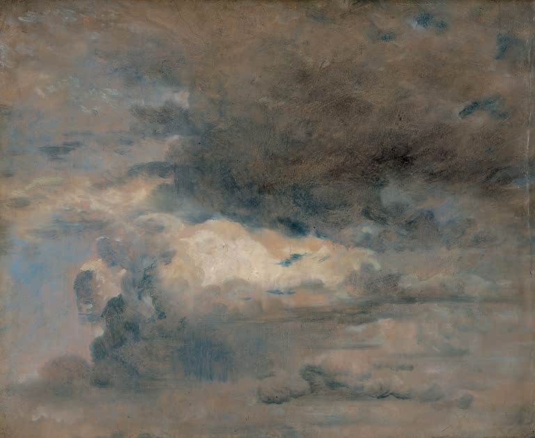 Dunkle Wolkenmassen mit hellem Loch am Abendhimmel – John Constable Wolkenstudie am Abend Kunstkopie