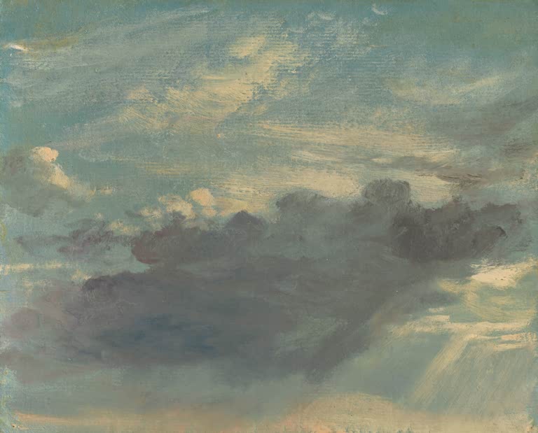 Dunkle Wolke vor blauem Himmel mit hellen Streifen – John Constable Wolkenstudie Kunstkopie