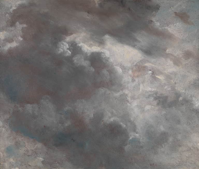 Aufgetürmte graue Quellwolken mit hellen Rändern – John Constable Wolkenstudie Kunstkopie