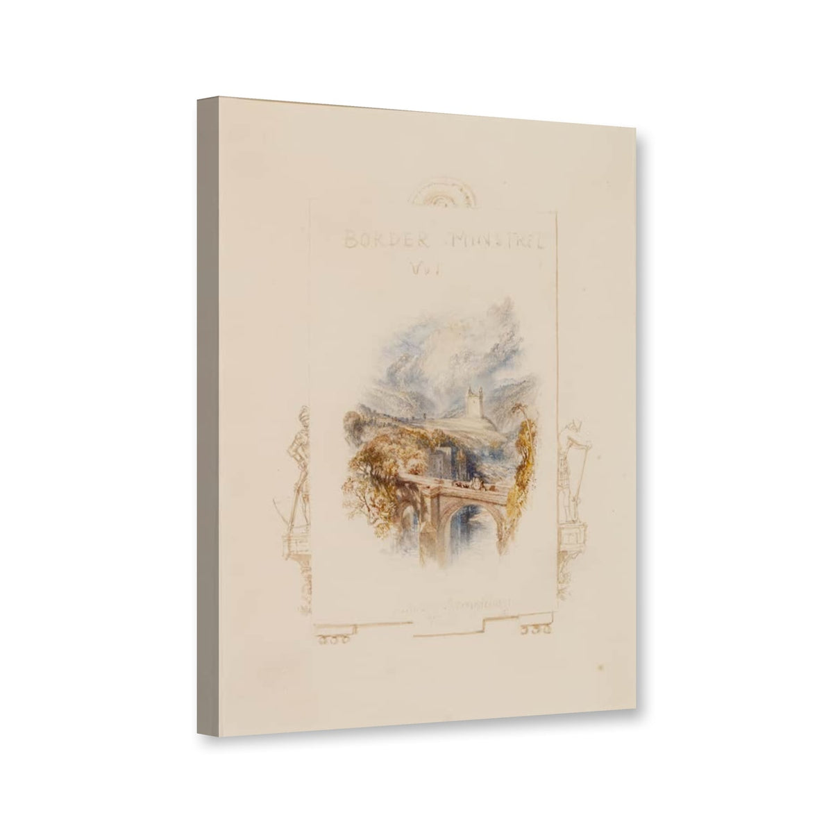 Johnny Armstrongs Turm, Titelvignette für Border Minstrelsy von William Turner als Leinwand – Perspektivansicht