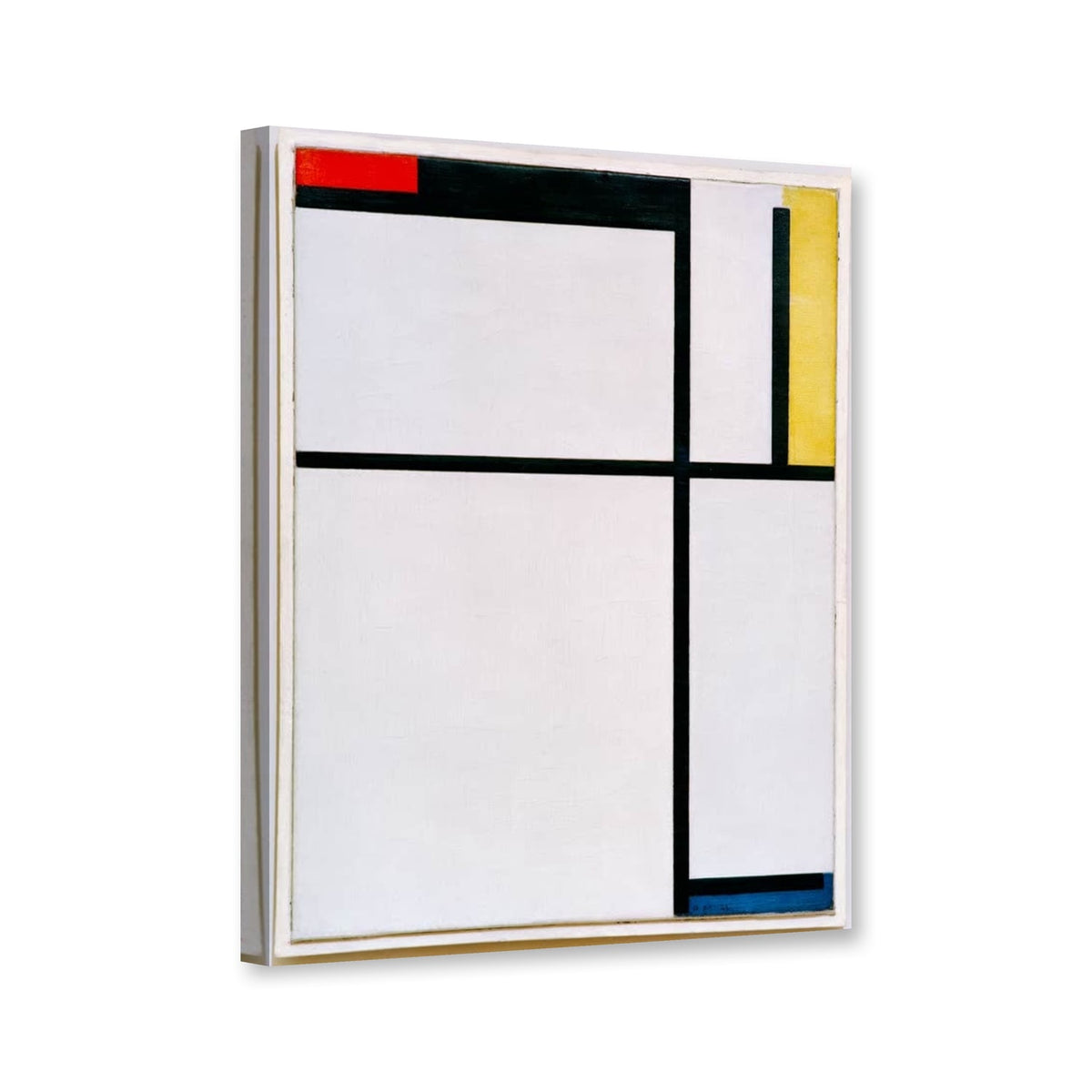 Komposition mit Rot, Schwarz, Gelb, Blau und Grau, 1922 von Piet Mondrian als Leinwand – Perspektivansicht