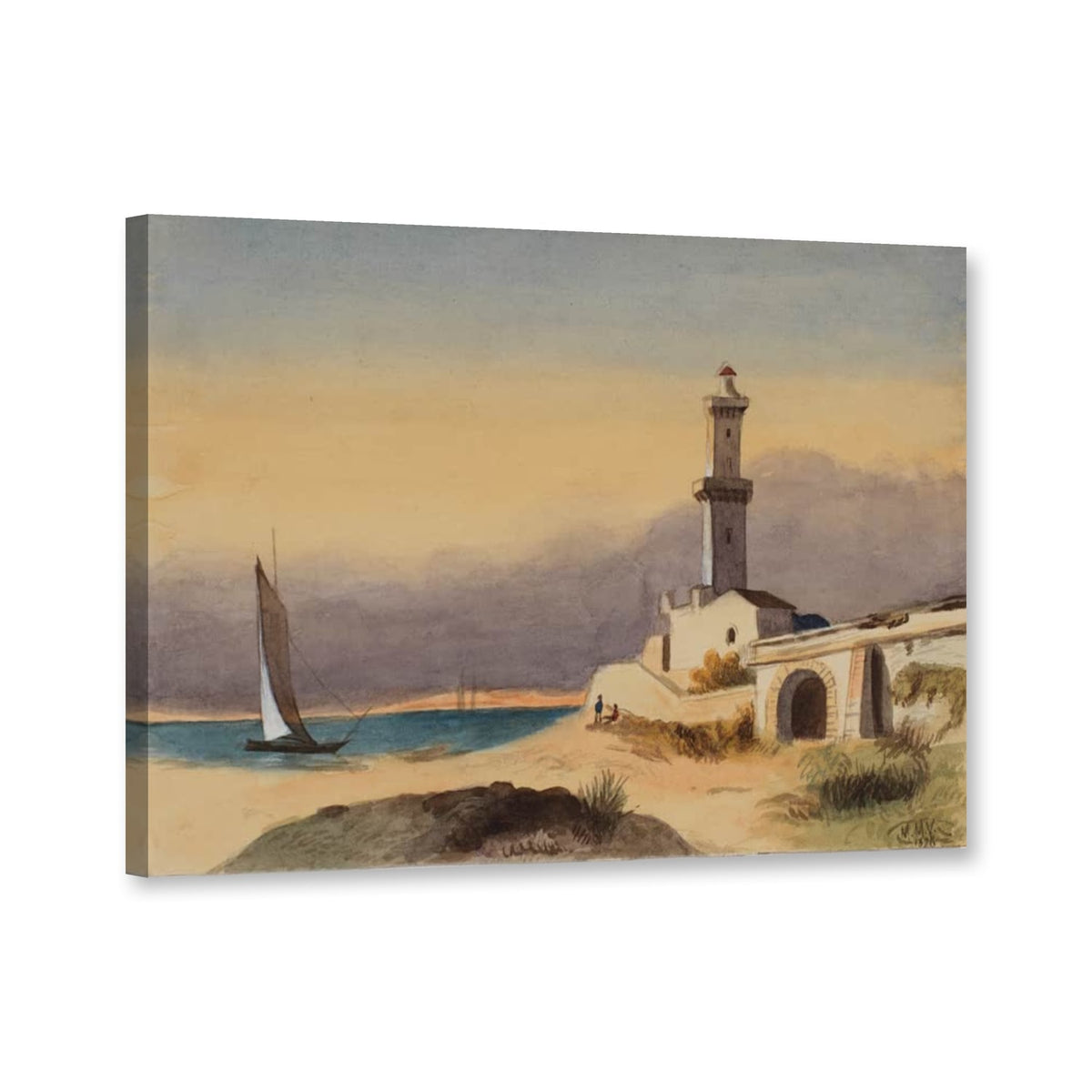 Küstenlandschaft mit Leuchtturm von Mary Vaux Walcott als Leinwand – Perspektivansicht
