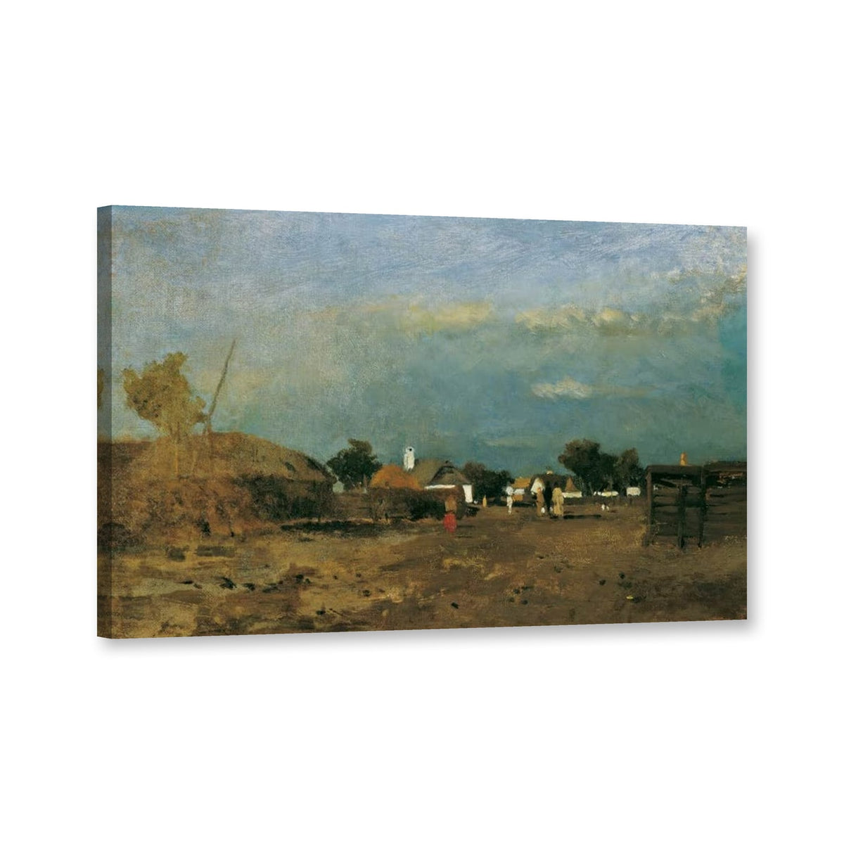 Landschaft in der Puszta von Tina Blau als Leinwand – Perspektivansicht
