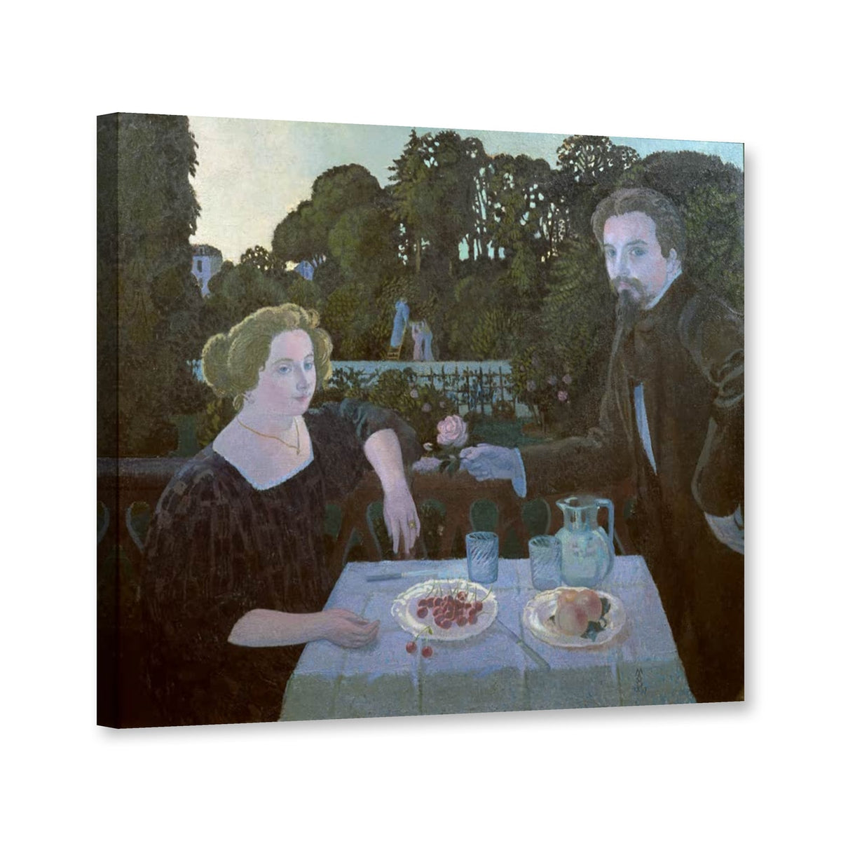 Le dessert au jardin ou Portrait de Marthe et Maurice Denis von Maurice Denis als Leinwand – Perspektivansicht